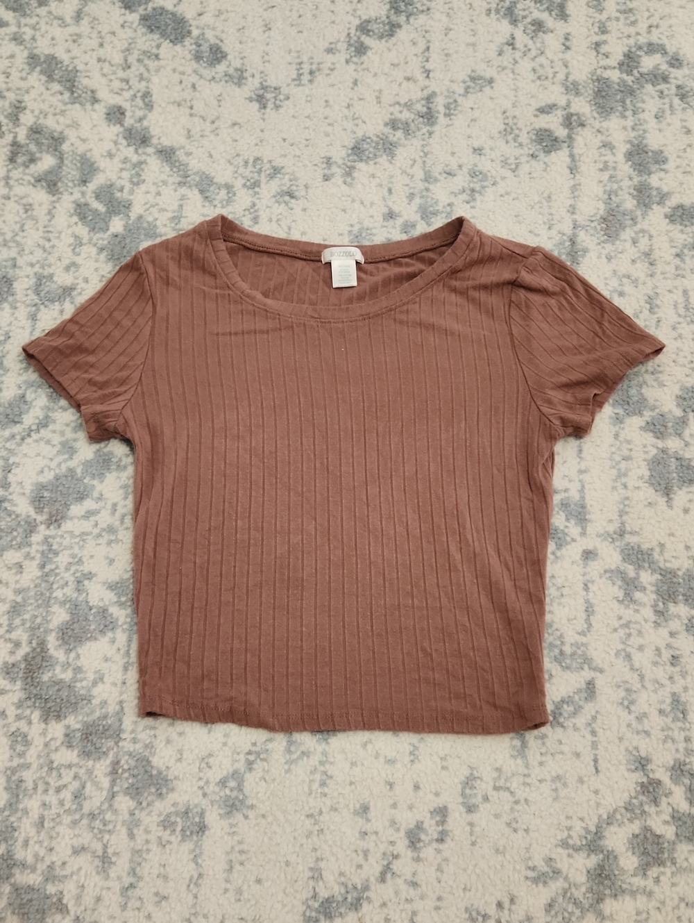 Bozzolo Ribbed Short Sleeve Crop Top - Mauve